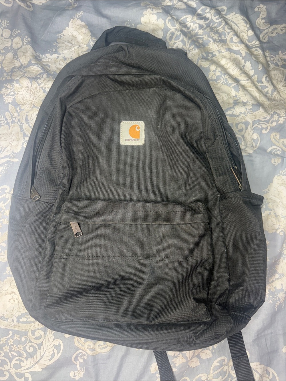 Carhartt Black Backpack with Orange Logo Patch
